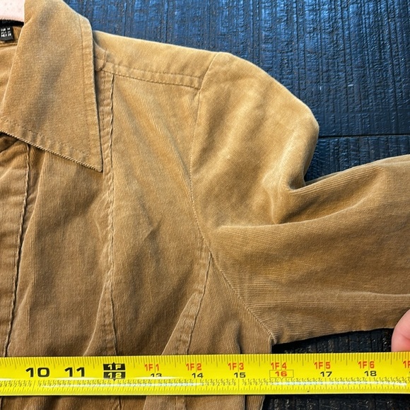 Zara light brown corduroy button-down dress with a tie belt size M - Picture 8 of 11